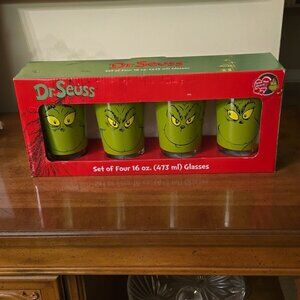 Dr Seuss The Grinch set of 4 Glasses 16 oz NIB